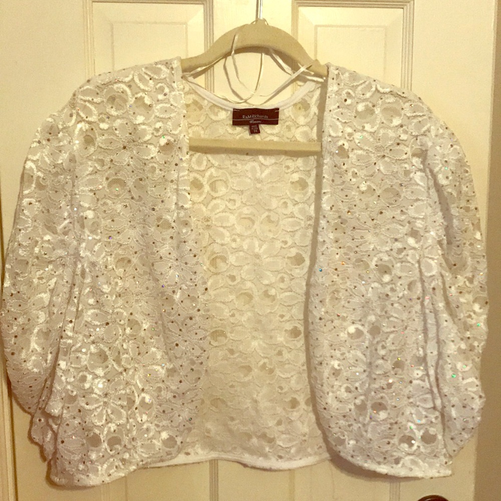 Stunning white lace sequins bolero!